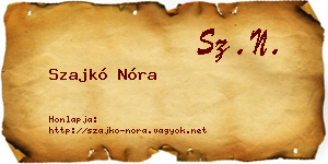 Szajkó Nóra névjegykártya