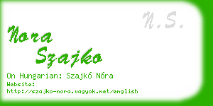nora szajko business card